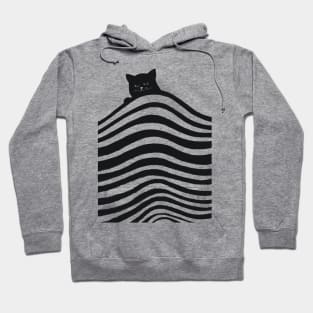 Cat wave stripe ocean Hoodie